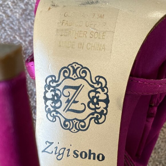 Zigi Soho Fuchsia Satin Ruffle Heels | Women’s Size 7.5M | Strappy Dress Sandals - Picture 6 of 7